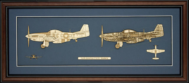 Wood Cutaway Model of P-51D Mustang "Glamorous Glen III"